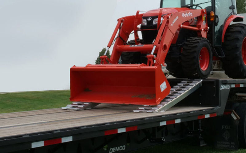DEMCO 48' Triple Axle Drop Deck - 5' Beaver Tail (Twin Ramps) DEMCO 48' Triple Axle Drop Deck - 5' Beaver Tail (Twin Ramps) - image 1 of 4